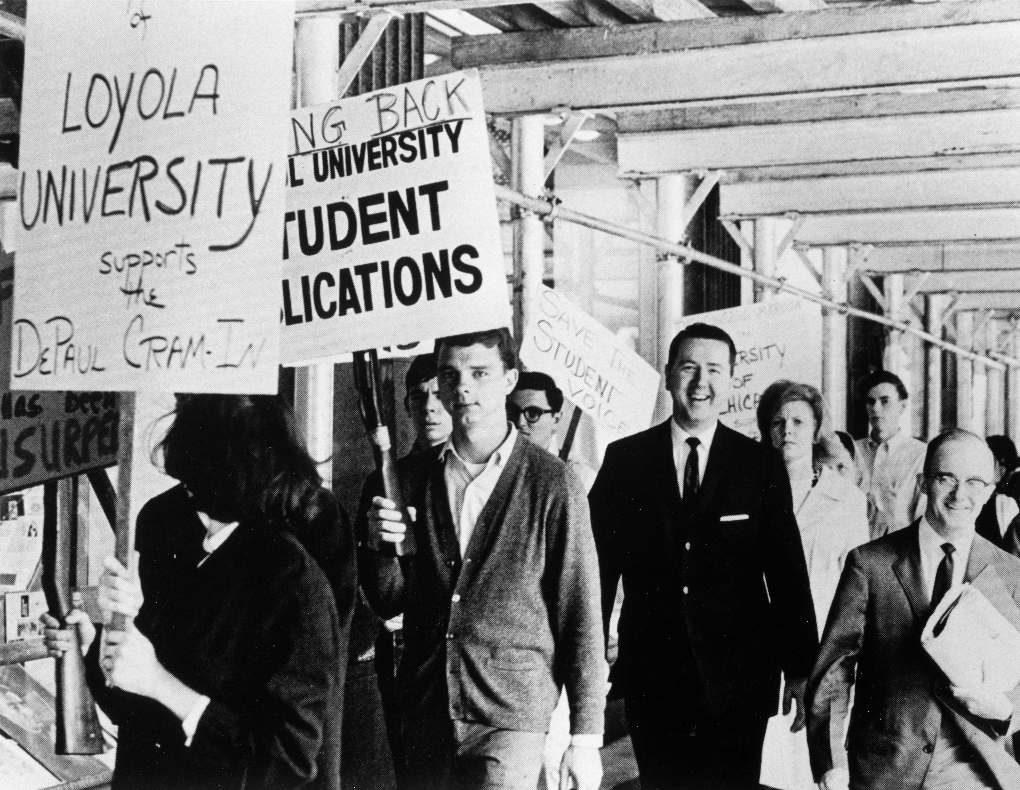 Chicago students protest in solidarity with the DePaul Cram-in (image courtesy of the DePaul Richardson Library Digital Collection)