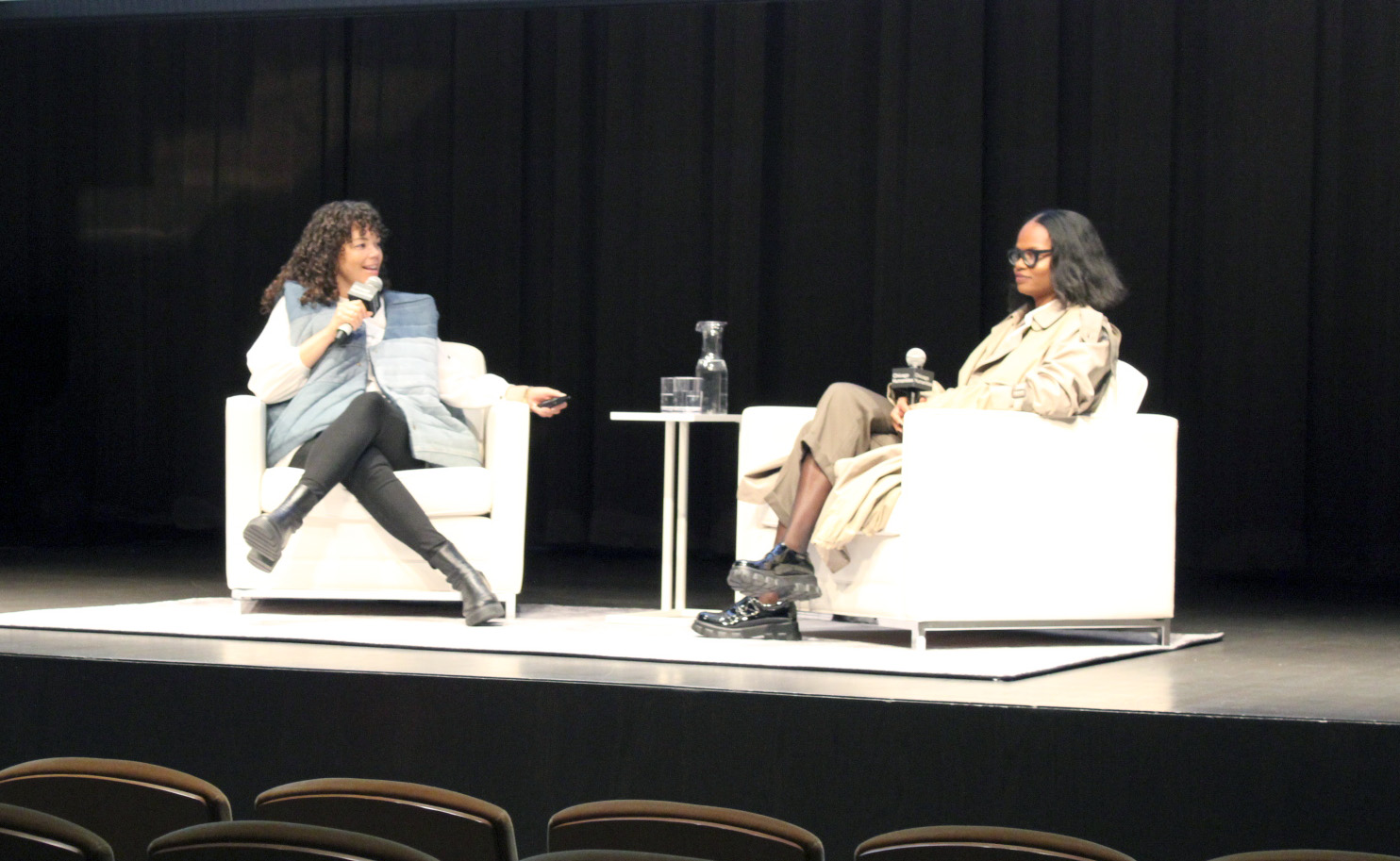 Chelsey Carter answers questions at the Feinberg Theater for Chicago Humanities. Photo by Elizabeth Gregerson.
